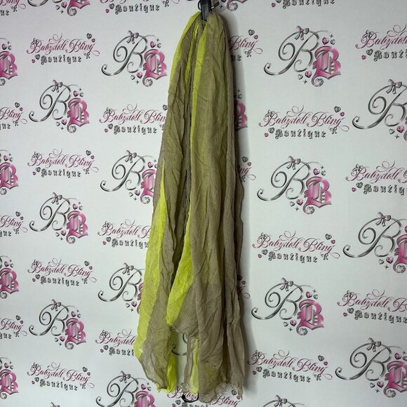 Luisa cerano scarf shawl silk Chic Two-Tone Scarve distressed lime green beige